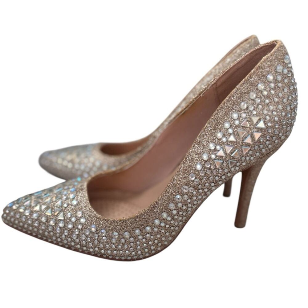 Women’s BEAUTIFUL Holiday Forever Gold/Rhinestone Heels Size 6.5